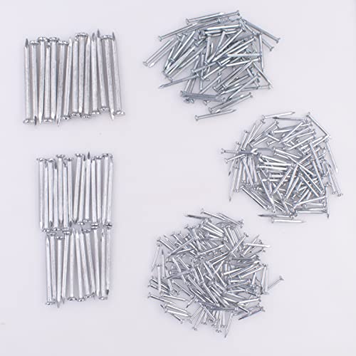 OMOTOOL Hardware Surtido de clavos cemento de acero (280 unidades). Clavos para pared de hormigón galvanizado, para colgar imágenes y carpintería, adecuado para paneles de yeso y pino,5 tamaño surtido