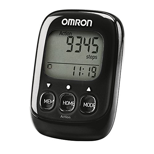 OMRON Walking Style IV Podómetro con Sensor 3D preciso para medir Pasos, Distancia, Pasos Normales y aeróbicos y calorías quemadas, Negro