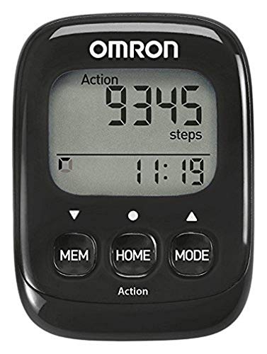 OMRON Walking Style IV Podómetro con Sensor 3D preciso para medir Pasos, Distancia, Pasos Normales y aeróbicos y calorías quemadas, Negro