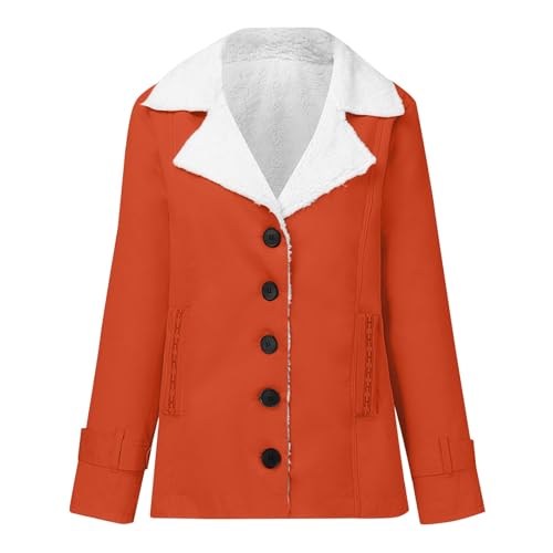 OnaiC Chaqueta de invierno para mujer, forro polar, abrigo de entretiempo, chaqueta larga de solapa corta, deportiva, chaqueta de felpa gruesa, chaqueta cálida a prueba de viento, chaqueta para