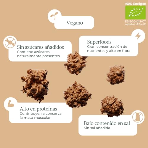 ONE DAY Granola Ecologica, Sin Azucares Añadidos, Alto en Proteína con Superfoods, Alto en Fibra, 300g (Crema Cacahuete, 1 unidad)