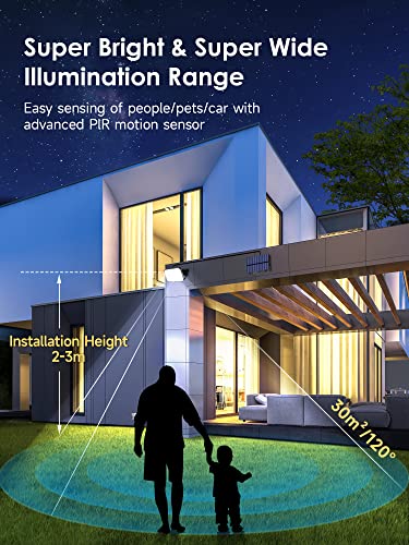 One Fire Luz Solar Exterior Jardin,【190LED 1500LM】 3 Modos Luces Solares Led Exterior Jardin, IP65 Focos Led Exterior Solares, Control Remoto Foco Solar Exterior Lampara Solar Exterior Garaje Jardin