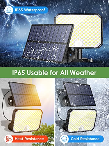 One Fire Luz Solar Exterior Jardin,【190LED 1500LM】 3 Modos Luces Solares Led Exterior Jardin, IP65 Focos Led Exterior Solares, Control Remoto Foco Solar Exterior Lampara Solar Exterior Garaje Jardin