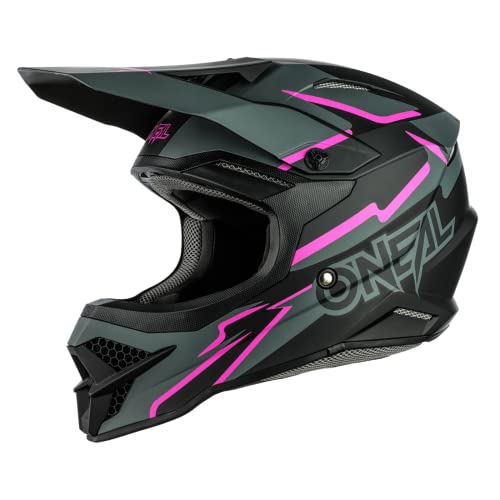 O'NEAL | Casco de Motocross | MX Enduro | Estándar de Seguridad ECE 22.05, Ventilación para una óptima ventilación y refrigeración | Voltaje del Casco 3SRS | Adultos | Negro Rosa | Talla XL