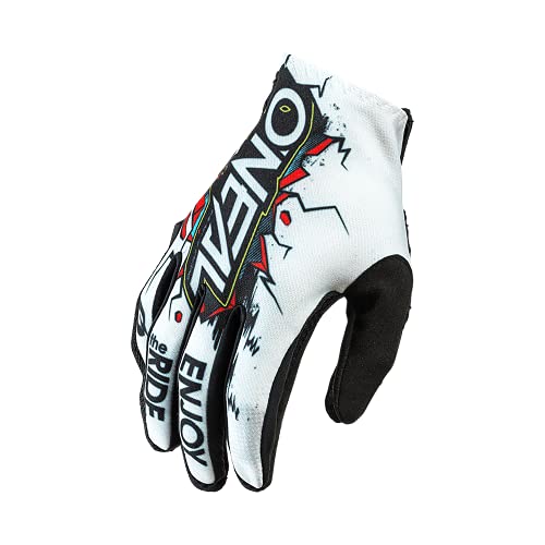 O'Neal | Guantes de Ciclismo y Motocross | Niños | MX MTB DH FR Downhill Freeride | Materiales duraderos y flexibles, palma ventilada | Guante Matrix Youth Villain | Blanco Multi | Talla L