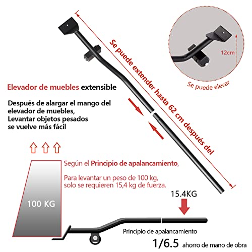 ONEON Kit Elevador de Muebles Pesados con 4 Ruedas, Puede Girar 360°, Aplicable para Transporte de Refrigerador, Sofá, Closet.