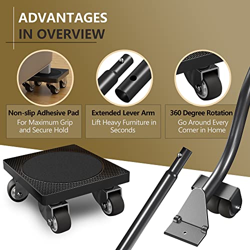 ONEON Kit Elevadores de Muebles & Transportador Muebles - Ruedas Suaves de 1.25" Hechas de TPE para Transportar Muebles, Capacidad de Carga Máxima de 227KG, Transportar para Mover Muebles Pesados