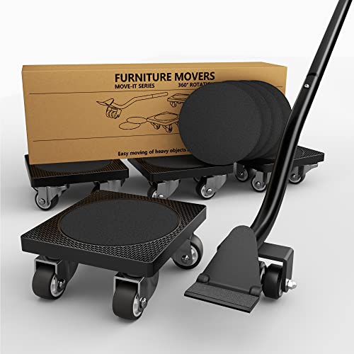 ONEON Kit Elevadores de Muebles & Transportador Muebles - Ruedas Suaves de 1.25" Hechas de TPE para Transportar Muebles, Capacidad de Carga Máxima de 227KG, Transportar para Mover Muebles Pesados