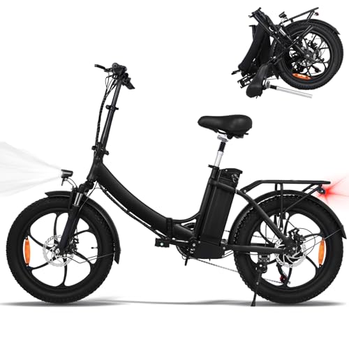 ONESPORT Bicicleta Eléctrica 20" Fatbike, 7 Velocidades Bicicleta Montaña Plegable Ebike 250W Motor, Extraíble Batería 36 V 10 Ah, MTB Alcance 45-100 km, Montaña Carretera E-Bike