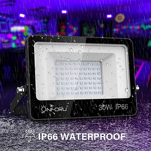 Onforu 2 Pack 30W Luz UV, Foco UV Ultravioleta, Luz Negra Impermeable IP66, Fluorescente Lámpara de Escenario Blacklights para Halloween Bar Club DJ Discoteca Fiesta Pinta Corporal Gimnasio