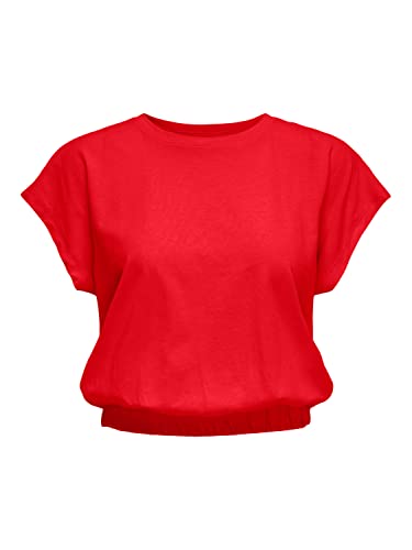 ONLY Onlmay S/S Crop Top Box Jrs, Rojo (Rojo Alto Riesgo), M para Mujer