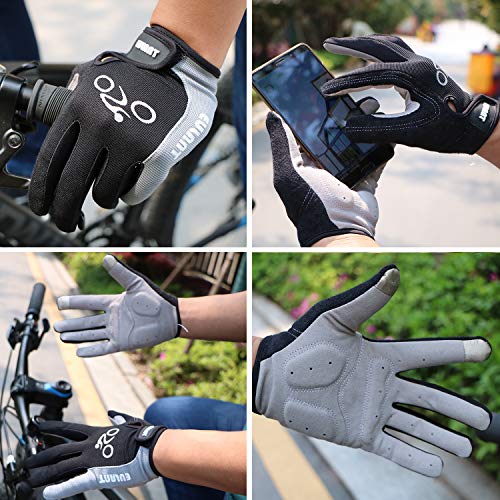 ONTYZZ Guantes de Bicicleta 1 Par de Guantes Antideslizantes Unisex Transpirables Guantes Deportivos Guantes de Dedo Completo Gris/L