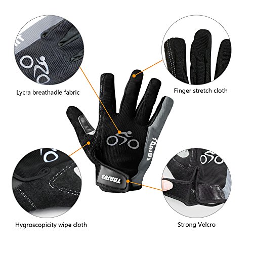 ONTYZZ Guantes de Bicicleta 1 Par de Guantes Antideslizantes Unisex Transpirables Guantes Deportivos Guantes de Dedo Completo Gris/L