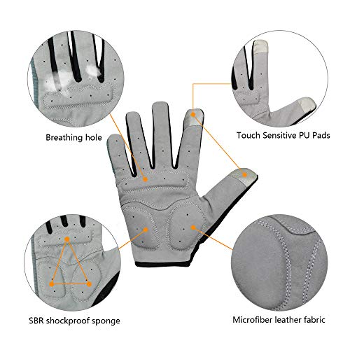 ONTYZZ Guantes de Bicicleta 1 Par de Guantes Antideslizantes Unisex Transpirables Guantes Deportivos Guantes de Dedo Completo Gris/L