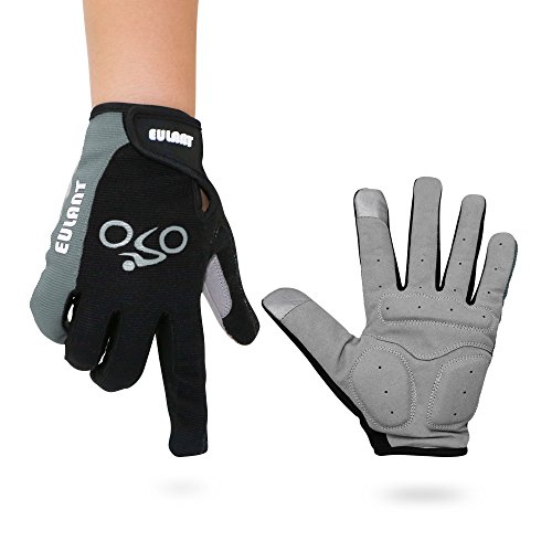 ONTYZZ Guantes de Bicicleta 1 Par de Guantes Antideslizantes Unisex Transpirables Guantes Deportivos Guantes de Dedo Completo Gris/L