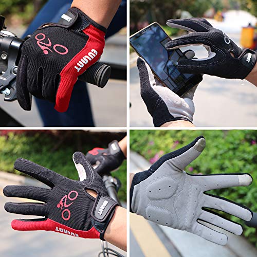 ONTYZZ Guantes de Bicicleta 1 Par de Guantes Antideslizantes Unisex Transpirables Guantes Deportivos Guantes de Dedo Completo Rojo/M