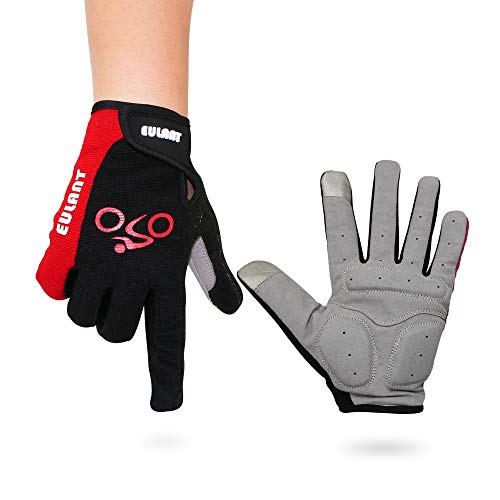 ONTYZZ Guantes de Bicicleta 1 Par de Guantes Antideslizantes Unisex Transpirables Guantes Deportivos Guantes de Dedo Completo Rojo/M