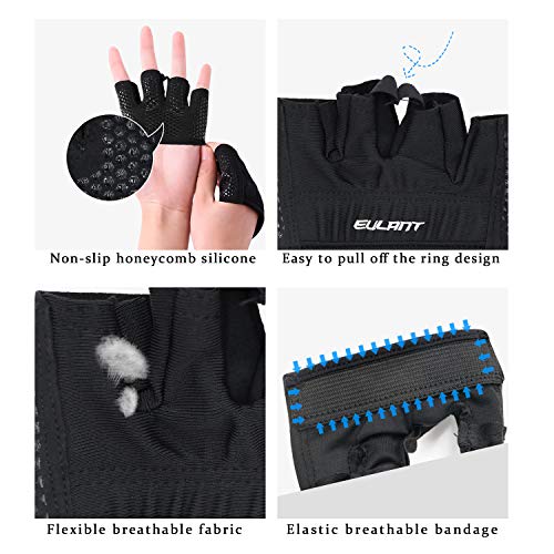 ONTYZZ Guantes Fitness 1 Par Entrenamiento Guantes Mujeres Hombres Guante con Superficie de Silicona para Gimnasio Levantamiento de Pesas Entrenamiento de Fuerza Pull Ups Negro/M