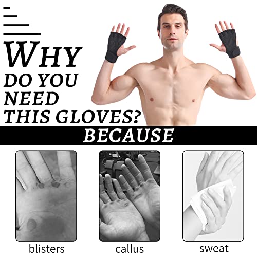 ONTYZZ Guantes Fitness con Soporte Muñeca por Levantamiento Pesas Fuerza Capacitación Gimnasia Crossfit Calistenia Culturismo Antideslizante Hombres Guantes de Entrenamiento Mujeres L