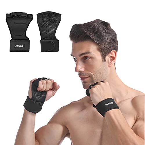 ONTYZZ Guantes Fitness con Soporte Muñeca por Levantamiento Pesas Fuerza Capacitación Gimnasia Crossfit Calistenia Culturismo Antideslizante Hombres Guantes de Entrenamiento Mujeres L