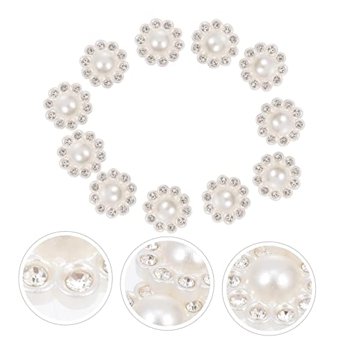 Operitacx 50 Pcs Botones De Con Incrustaciones De Diamantes Decoración De Cristal Botones De Diamantes De Imitación Botones De Zumbido Coser Botones De Ropa Boda Resina Blanco Colocar