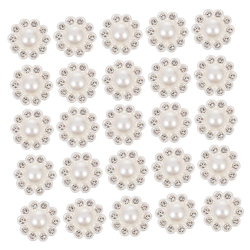 Operitacx 50 Pcs Botones De Con Incrustaciones De Diamantes Decoración De Cristal Botones De Diamantes De Imitación Botones De Zumbido Coser Botones De Ropa Boda Resina Blanco Colocar