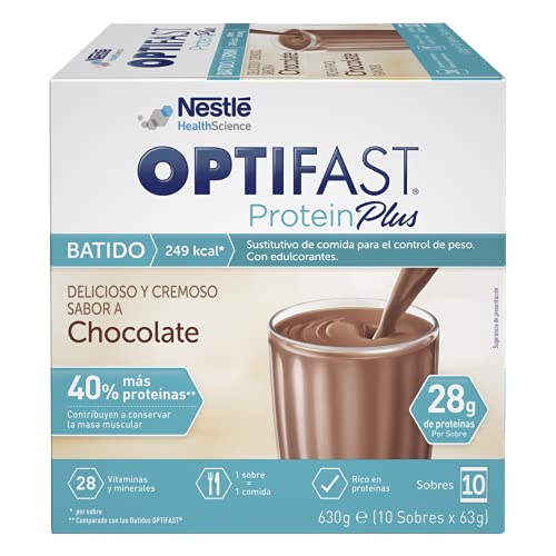 Optifast® Batido ProteinPlus - Chocolate - 10 sobres de 63g - Sustitutivos de comida - Ayuda para perder peso o a mantenerlo después de haberlo perdido