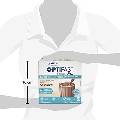 Optifast® Batido ProteinPlus - Chocolate - 10 sobres de 63g - Sustitutivos de comida - Ayuda para perder peso o a mantenerlo después de haberlo perdido