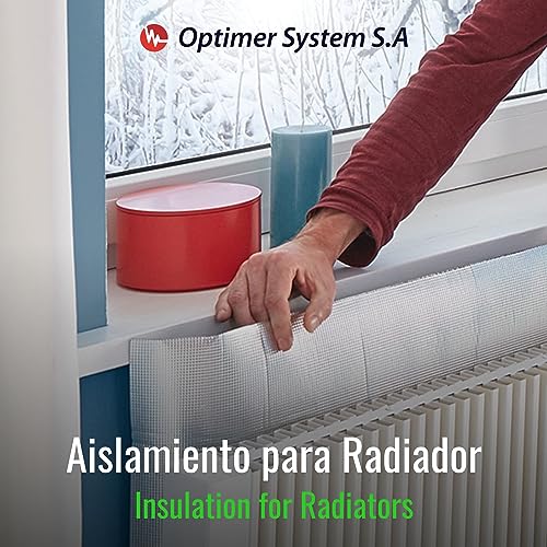 Optimer System - Aislante Termico Radiadores reduce el gasto de Electricidad - Aislante Termico reduce el Frio y Calor - Aislante Termico Reflexivo para Pared, Suelo, Techo, Camper - 2.5x1.20m