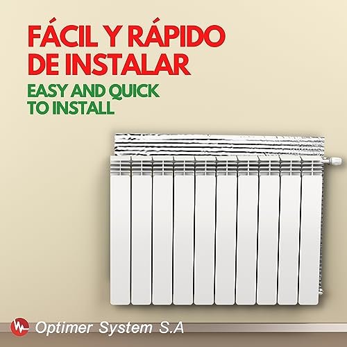 Optimer System - Aislante Termico Radiadores reduce el gasto de Electricidad - Aislante Termico reduce el Frio y Calor - Aislante Termico Reflexivo para Pared, Suelo, Techo, Camper - 2.5x1.20m