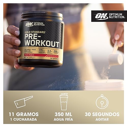 Optimum Nutrition Gold Standard Bebida Energética en Polvo con Monohidrato de Creatina, Beta Alanina, Cafeína y Complejo de Vitamina B, Sabor Frambuesa Azul, 30 porciones, 330 g