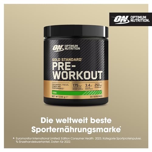 Optimum Nutrition Gold Standard Polvo Pre Entrenamiento, Bebida Energética con Monohidrato de Creatina, Beta Alanina, Cafeína y Complejo de Vitamina B, Sabor Kiwi, 30 porciones, 330 g