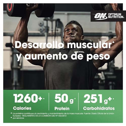 Optimum Nutrition Serious Mass Proteína en Polvo Alta en Calorías, Ganador de Masa Muscular con 25 Vitaminas y Minerales, Monohidrato de Creatina y Glutamina, Sabor Fresa, 8 Dosis, 2,73 kg