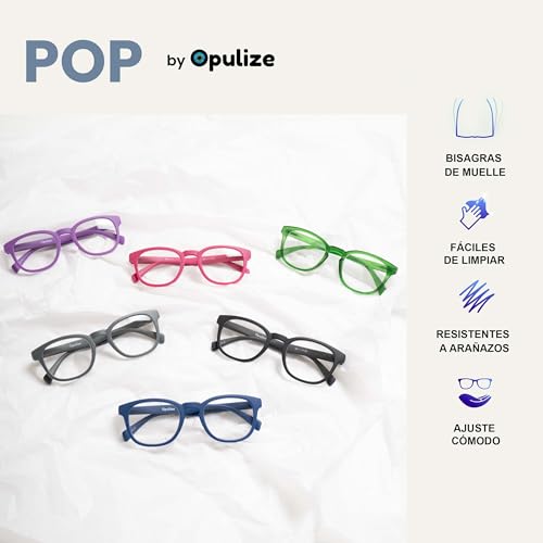 OPULIZE Pop Gafas de Lectura Pack de 4 Redondas Azul, Rosa Fucsia, Violeta y Verde Musgo Mate Satinado Bisagras con Muelle Resistentes a los Arañazos Hombre Mujer RRRR2-3456 +1.50