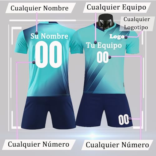 OPUTWDF Equipaciones de Futbol Niño Personalizada Hombre Camisetas Futbol para Equipo Personalizable con Nombre, Número, Logotipo del Equipo