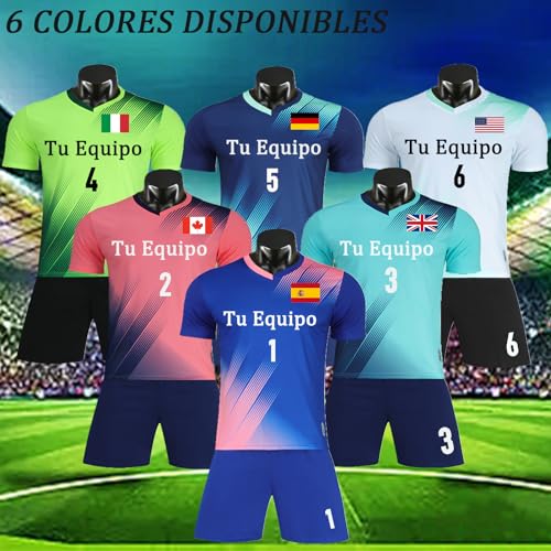 OPUTWDF Equipaciones de Futbol Niño Personalizada Hombre Camisetas Futbol para Equipo Personalizable con Nombre, Número, Logotipo del Equipo