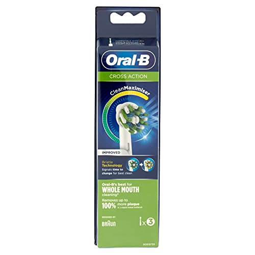 Oral-B Crossaction - Cabezales de Repuesto con Tecnología Cleanmaximiser, 3 Unidad (Paquete de 1)