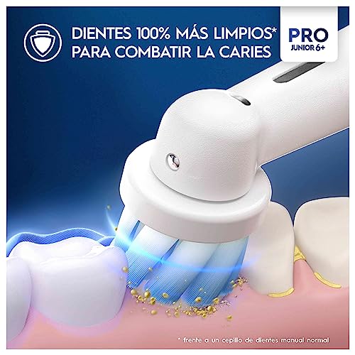 Oral-B Pro Junior Cepillo De Dientes Eléctrico, 1 Mango Morado, 1 Cabezal, Diseñado Por Braun, Apto Para Niños Mayores De 6 Años