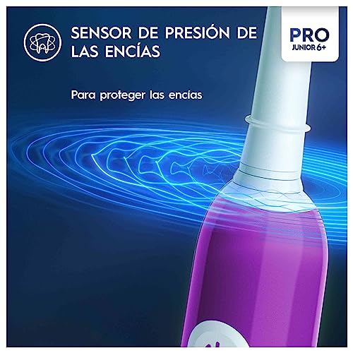 Oral-B Pro Junior Cepillo De Dientes Eléctrico, 1 Mango Morado, 1 Cabezal, Diseñado Por Braun, Apto Para Niños Mayores De 6 Años