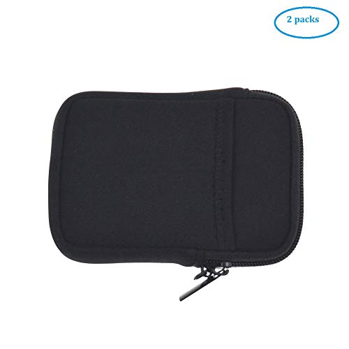 Orchidtent Paquete de 2 fundas de neopreno suave para disco duro externo portátil de protección de viaje para Toshiba HDTB410EK3AA/Seagate 1 TB (STEA1000400) y la mayoría de otros modelos (2 negros)