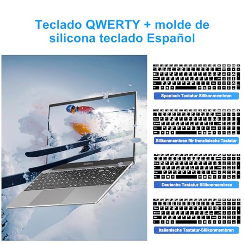 Ordenador Portátil 15.6" FullHD (Intel Quad-Core J4105,2.4G+5G WiFi Bluetooth 4.2 Mini HDMI,256GB SSD Admite expansión)Gris con ratón inalambrico&Protector de Teclado QWERTY Español