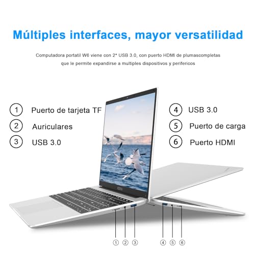 Ordenador Portátil 15.6" WIN 11 Portátiles Intel J4105( Quad-Core ) FHD,2.4G+5G WiFi Bluetooth Mini HDMI,256GB SSD Admite expansión 1TB ‎Plata con ratón inalambrico&Protector de Teclado QWERTY Español