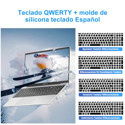 Ordenador Portátil 15.6" WIN 11 Portátiles Intel J4105( Quad-Core ) FHD,2.4G+5G WiFi Bluetooth Mini HDMI,256GB SSD Admite expansión 1TB ‎Plata con ratón inalambrico&Protector de Teclado QWERTY Español