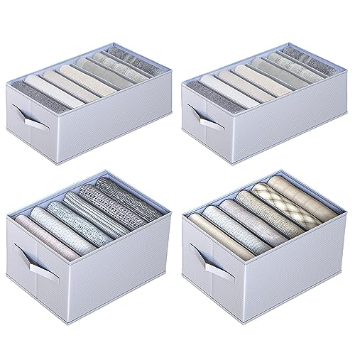 Organizador Armario 4 pcs Organizador Ropa de Tela Cajas Almacenamiento Plegable Para Almacenar Jeans,Suéter,Camisetas, Organizador Armario Ropa Separadores De Cajones 25cm*34cm*20cm*6 | 17*34*12cm*7