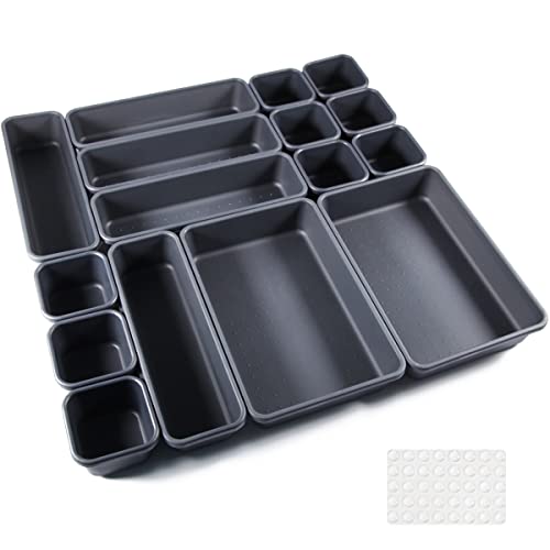 Organizador Cajas 16 pcs Baño Plastico Separadores de Cajones Cocina, de Maquillaje, Escritorio, Bandejas para Dormitorio, Joyas, Oficina