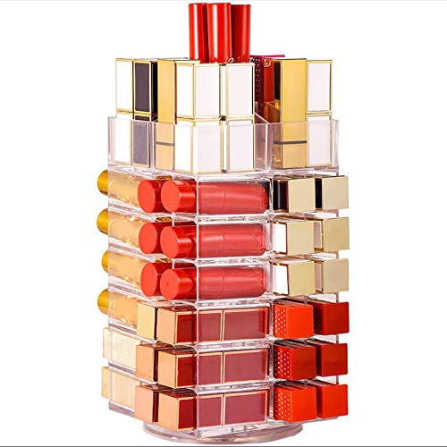 Organizador de Barra de Labios Maquillaje Acrílico Almacenamiento de Belleza 53 Espacio Barra de Exhibición de Barra de Labios Soporte de Rotación de 360 ​​° para Esmalte de Labios