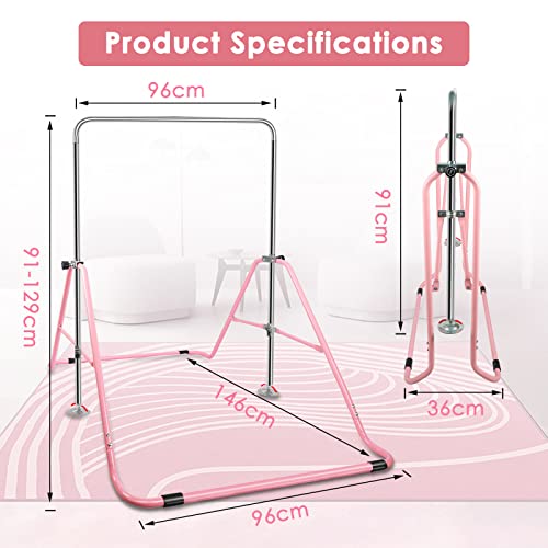 ORIENTOOLS Barra de Gimnasia para Niños con Altura Ajustable, Barras Horizontales Plegables, Gimnasia, Junior de Entrenamiento para el Hogar