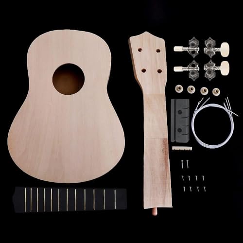 OriGlam Kit de ukelele de 21 pulgadas, haz tu propio kit de bricolaje de ukelele soprano Hawaii, kit de ukelele hawaiano