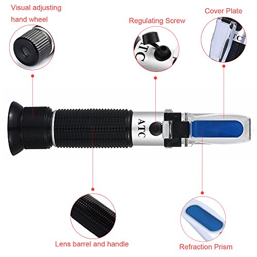 OriGlam RSG-100ATC Brix Negro 0-32% Refractómetro Cerveza Azúcar Vino Alcohol Wort SG Medidor Sacarímetro Herramientas de comprobación de mano