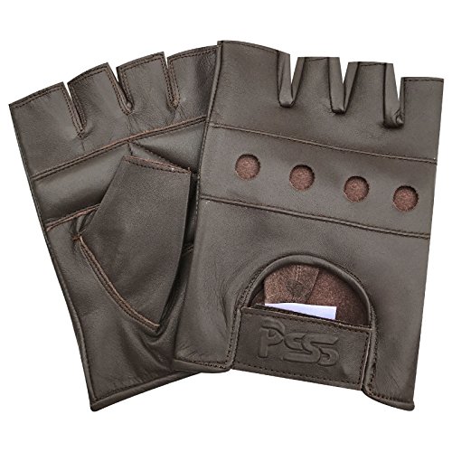 Orime - Guantes sin Dedos de Piel Auténtica Suave de Calidad para Entrenamiento con Pesas, Ciclismo, Silla de Ruedas, Culturismo, Levantamiento de Peso o Gimnasio. Negro, Marrón Tostadoross - XX-Grande, Marrón